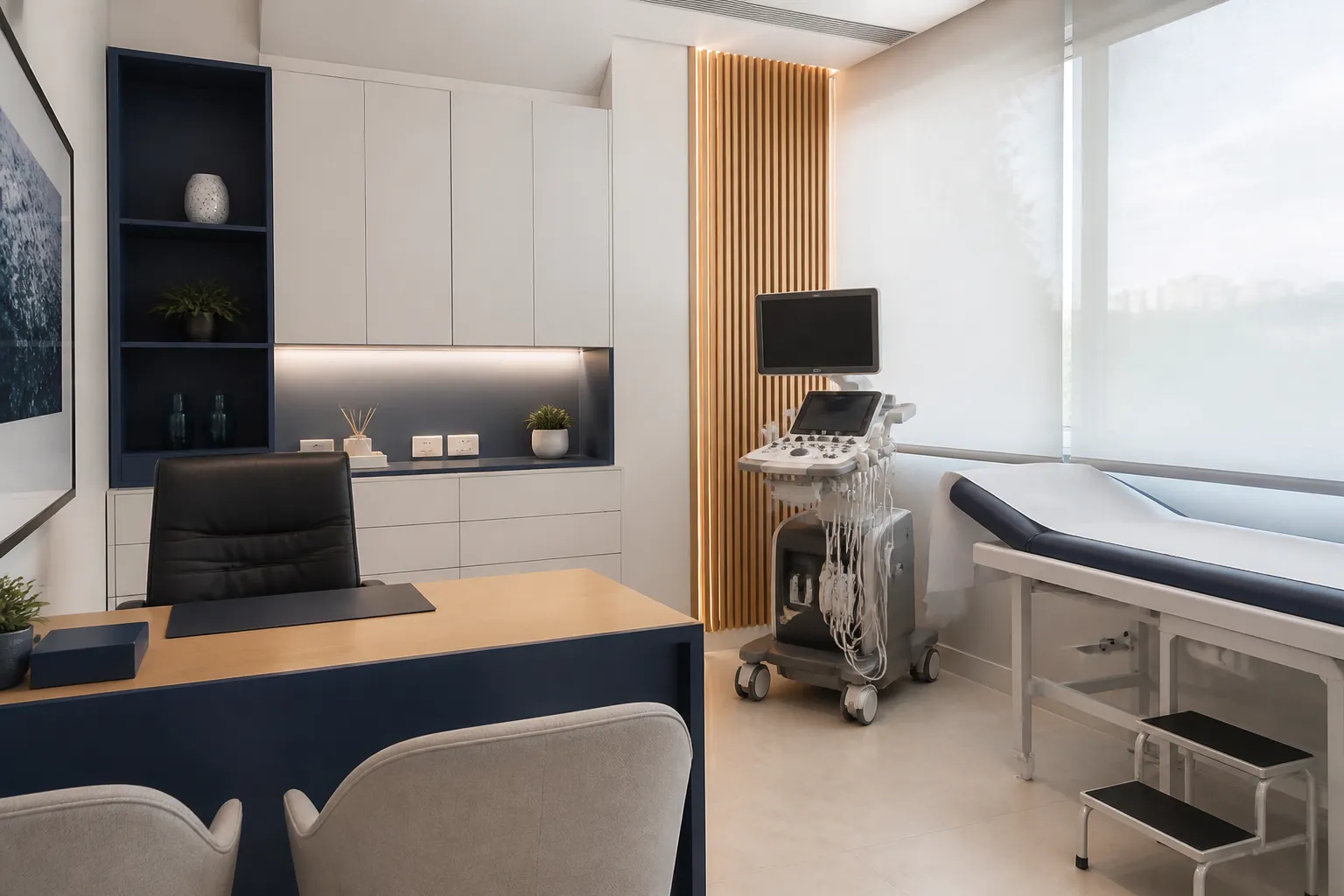 Consultório de cardiologia com equipamento de eletrocardiograma