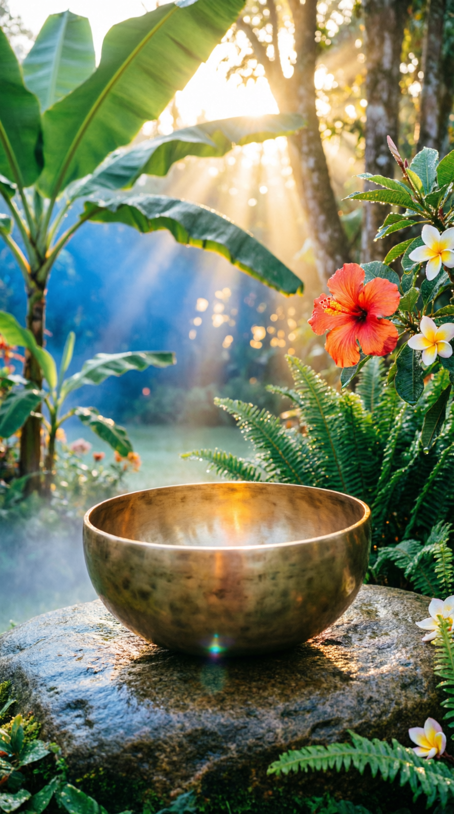 Bowl na natureza com raios de sol