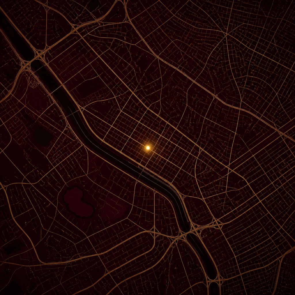Mapa estilizado em tons escuros mostrando a localização do wine bar no bairro de Pinheiros, São Paulo